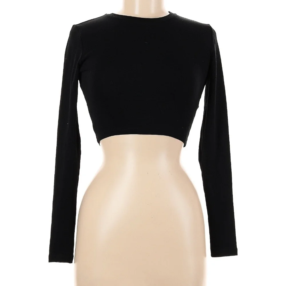 Zara Cotton Long Sleeve Crop Top - M